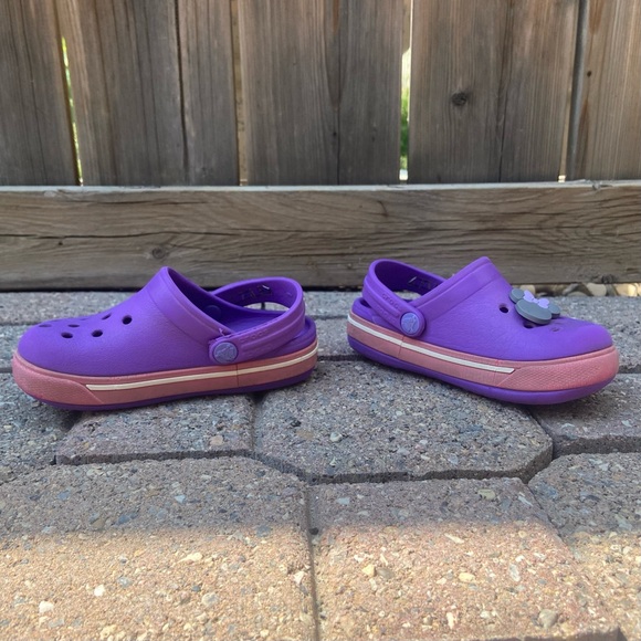 Crocs girls purple and pink clogs slip on. Size 6-7. Used - Picture 5 of 9